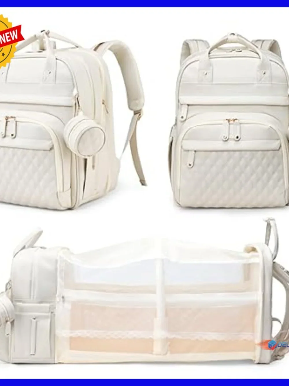 Large Waterproof Diaper Backpack with Changing Station and USB Port